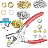 802Pcs Grommet Eyelet Pliers Kit, 1/4 Inch 6mm Grommet Tool Kit with 800 Metal Eyelets with Washers in Gold and Silver, Eyelet Grommets, Portable Grommet Hand Press kit for Leather/Belt/Shoes/Cloths