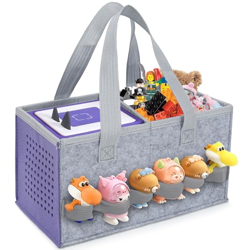 Image of IBVIVIC Carrying Case for Toniebox Starter Set and Figurines, Portable Travel Felt Cloth Musical Toy Folding Bag with Handle for Toniebox 2 and Accessories(Lavender Purple)