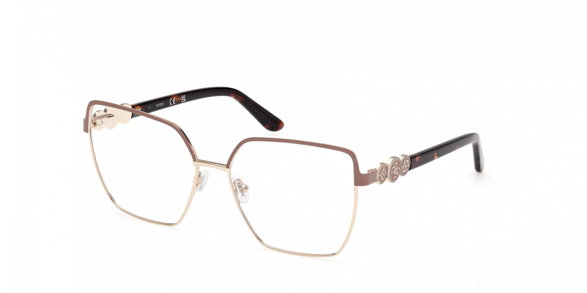 Guess Beige Gu50229 058 Woman Optical Frames Metal Squared Normal