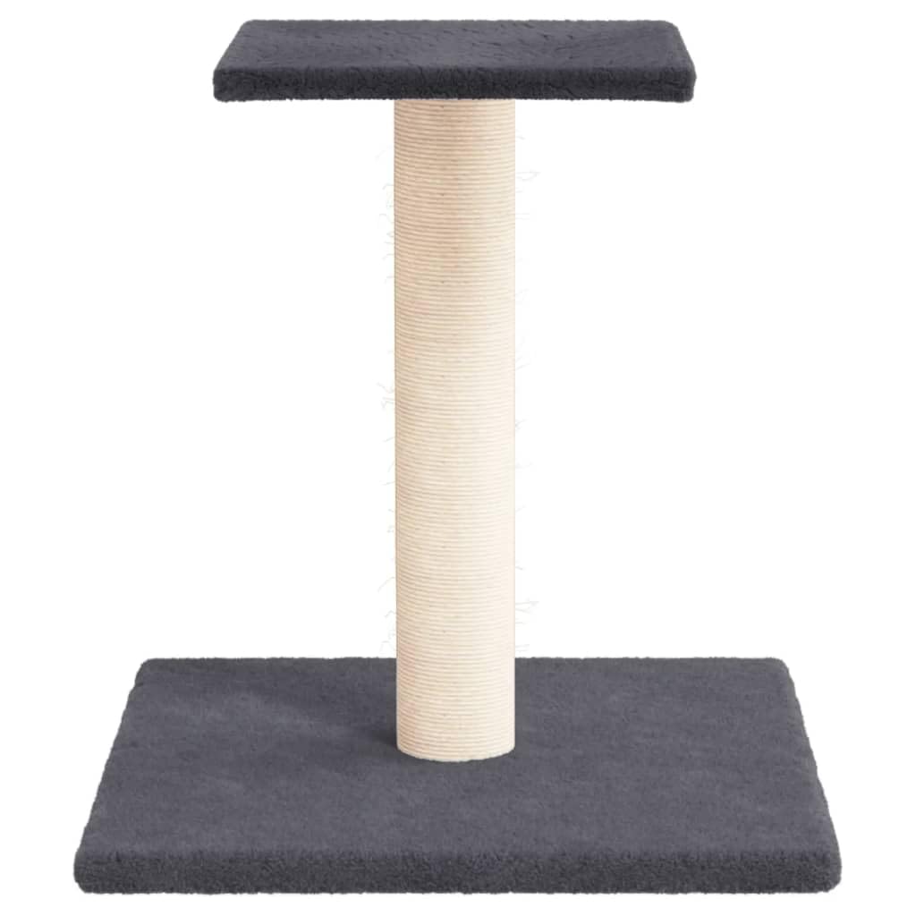 Arbre à Chat Gris foncé avec Plate-Forme 38 cm, Poteau en sisal Naturel, Meuble griffoir pour Grimper, Jouer, Dormir et se Reposer, Maison pour Chat intérieur Salon