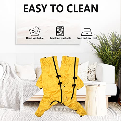 MOREZI Hunderegenmantel, hoher Kragen wasserdicht, Regenmantel-Set mit Reflexstreifen und Reißverschlüssen, für alle Hundetypen geeignet-Gelb-M