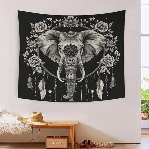 Tapisserie murale éléphant 3D crée une ambiance zen dans la chambre