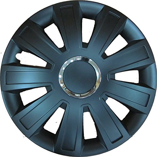 Simply SWT129 Inferno Car Wheel Trims, 16 Inches, Set of 4, Universal Fit Hub Caps, Quick & Easy Installation, High Impact Plastic - Black