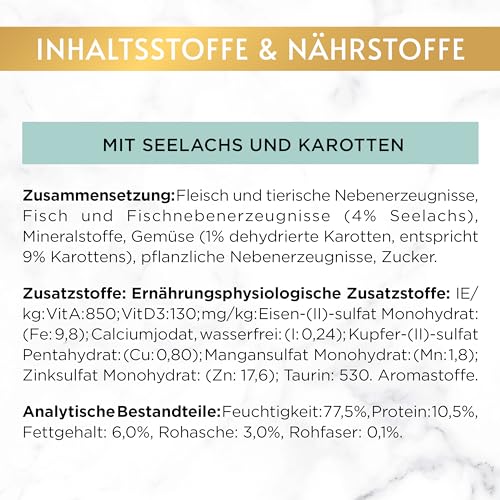 Gourmet Gold Feine Pastete mit Gemüse Katzenfutter nass, mit Seelachs und Karotten, 12er Pack (12 x 85g)