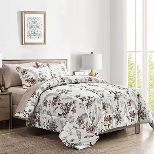 7 Pieces Bed in a Bag King Size, Beige Floral Style, Soft Microfiber Reversible Bed Comforter Set for All Season (1 Comforter, 2 Pillow Shams, 1 Flat Sheet, 1 Fitted Sheet, 2 Pillowcases) 7 Pieces Bed in a Bag King Size, Beige Floral Style, Soft Microfiber Reversible Bed Comforter Set for All Season (1 Comforter, 2 Pillow Shams, 1 Flat Sheet, 1 Fitted Sheet, 2 Pillowcases)