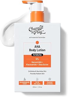 Chemist At Play AHA Body Lotion for Dry Skin | Exfoliates Dead Skin, Deeply Nourishes & Boosts Radiance | With 5% Natural AHA, Niacinamide & Shea Butter | Skin Brightening & Moisturising Lotion- 236ml