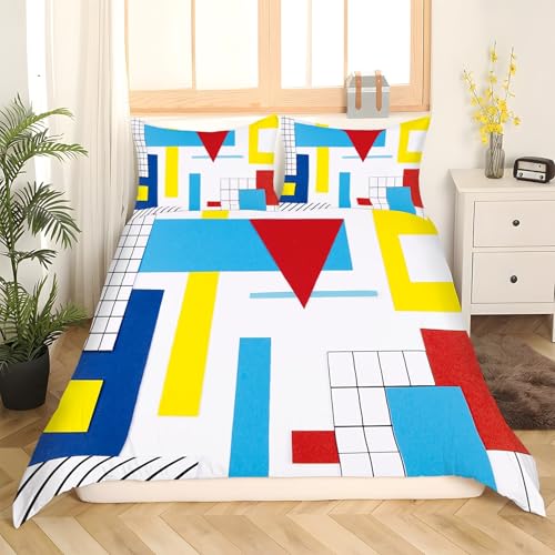 Housse de couette 220x240 géométrique motif triangle en microfibre douce - 3