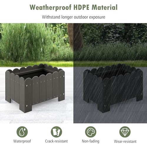 Giantex GX4116GR-2-TG Pack Raised Garden Bed, Weather-Resistant Hdpe Planter Boxes With Drain Gaps, Rectangular Flower Pots thumb #4