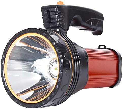 Eornmor Outdoor Rechargeable Flashlights High Lumens Spot Light 6000 Lumens High Powered Led Rechargeable Spotlight Handheld Searchlight Torch, 9000mah 35W (Red)