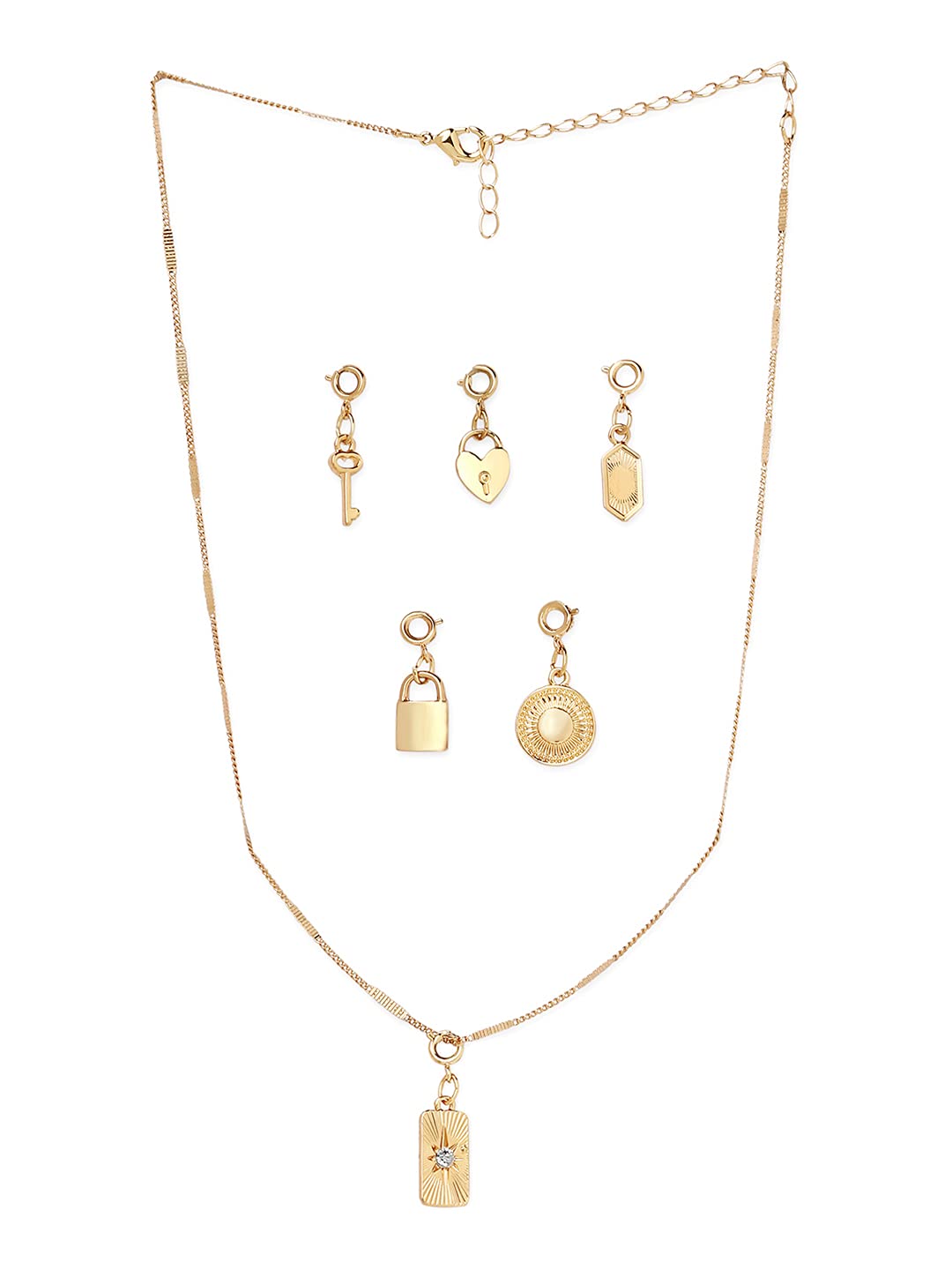 ZAVERI PEARLS Gold Tone Contemporary Chain With 6 Changeable Pendants For Women-ZPFK14991 (B0BG8TLZXX) Amazon Price History, Amazon Price Tracker