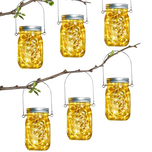 HOYIBO Lanterne Solaire Exterieur Jardin - 6 Pièces 30 Led Étanche Ip65 Luciole Lumiere Solaire Déco Intérieur Extérieur pour Noël Patio Branche Pergola...
