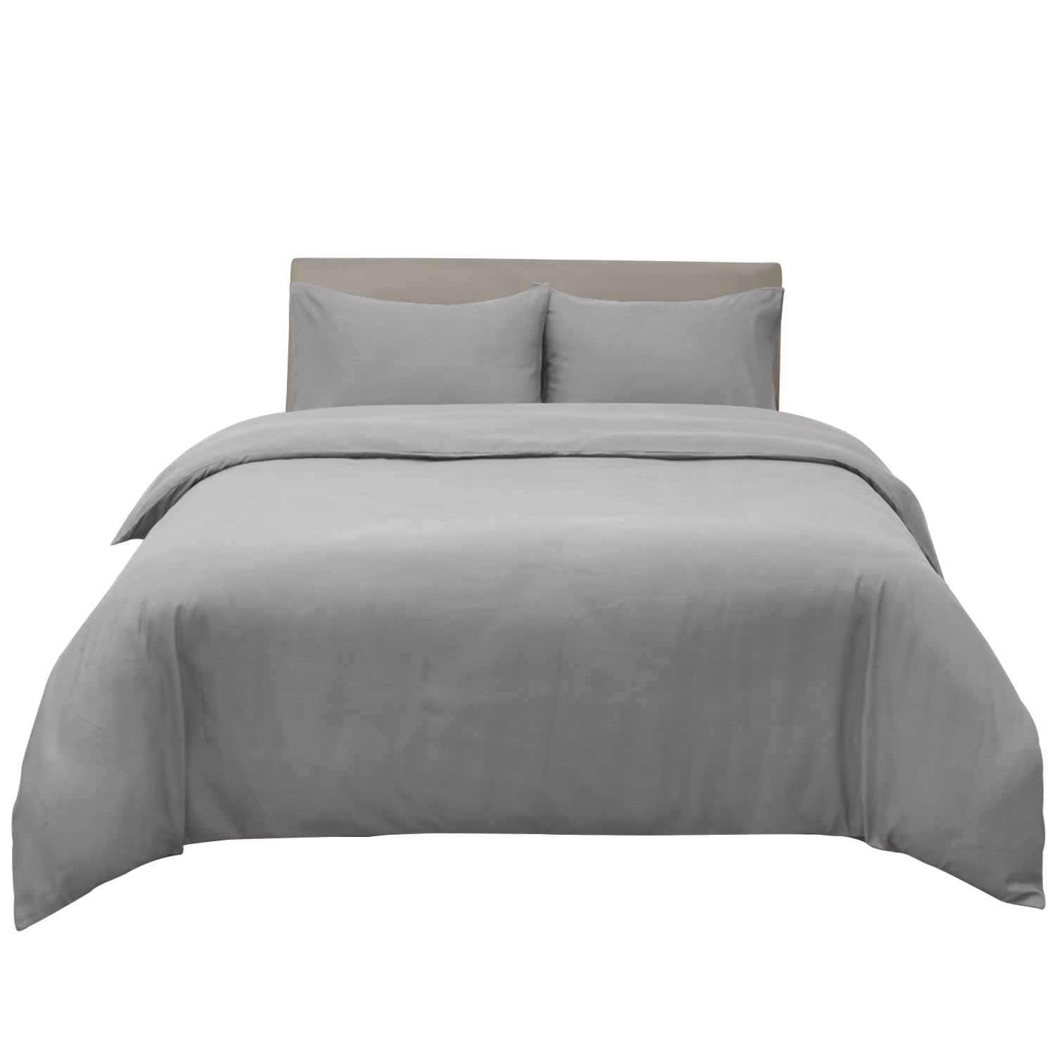 Hafaa Silver Dyed Duvet Cover Brushed Microfiber Quilt Cover With Button Closure Luxury Bedding Double Duvet Set With 2 Pillowcases (200Cm X 200Cm)