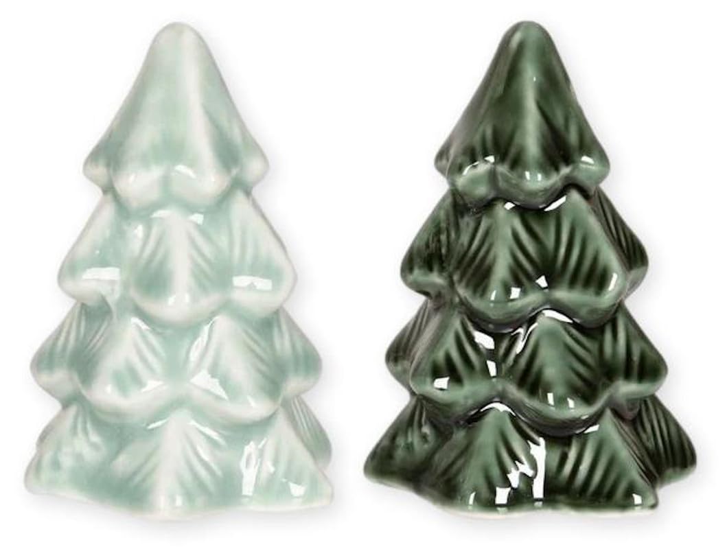 The Bridge Collection Salière et poivrière en pin vert de 10,2 cm – Lot de 2 mini salières en forme de sapin de Noël – Cadeau de pendaison de crémaillère