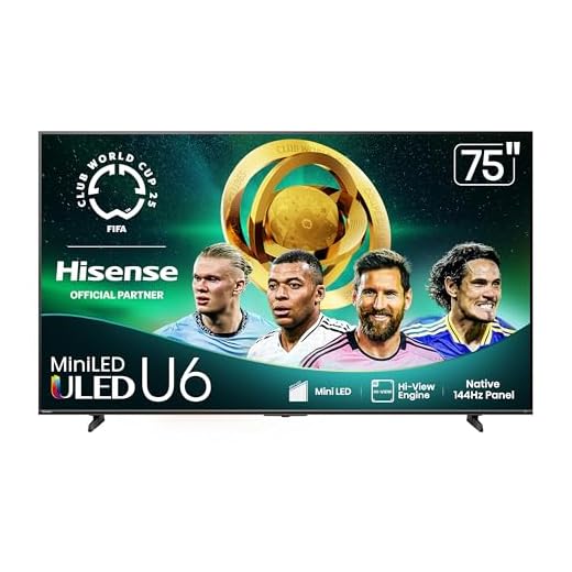 Hisense 75" Class U6 Series Mini-LED 4K UHD Smart Fire TV (75U65QF, 2025 Model) - QLED, Native 144Hz, HDR10+, Dolby Vision IQ, Dolby Atmos, Game Mode Pro, ALLM, Alexa Built in, Black