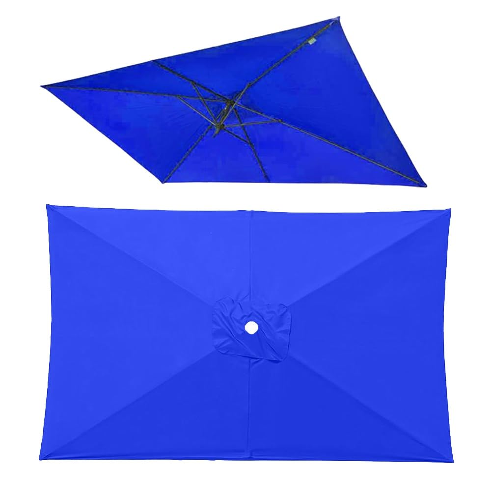Rettangolare 6 Braccia/8 Braccia Copertura Per Ombrellone Copertura per Ombrellone In Tessuto Di Ricambio Impermeabile e UV Per Cortile Giardino Piscina Blu 3x2 m (10' x 6.5')
