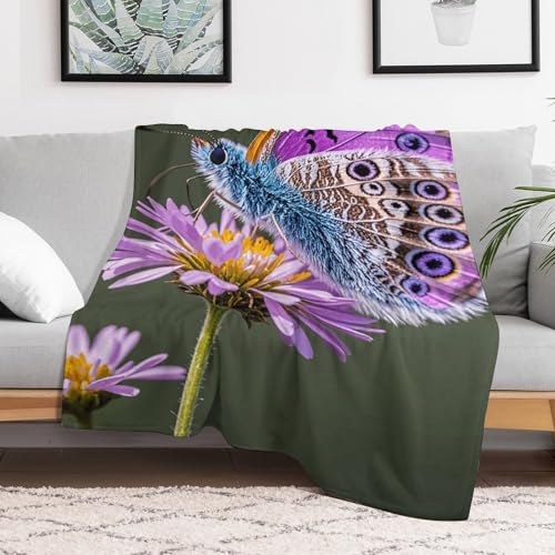 Couverture flanelle papillon violet 100x150 cm plaid canapé doux - 6