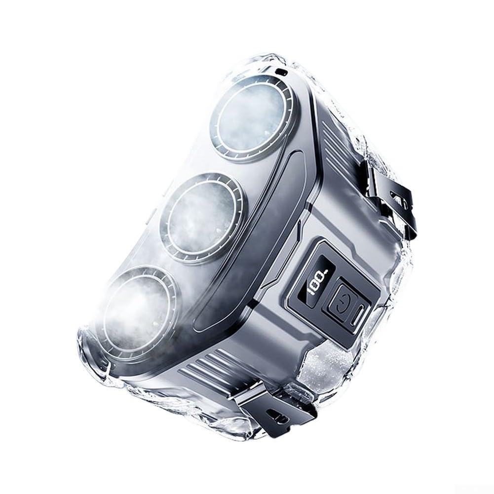 Ventilador de cinturón portátil 3 salidas USB recargable (gris)