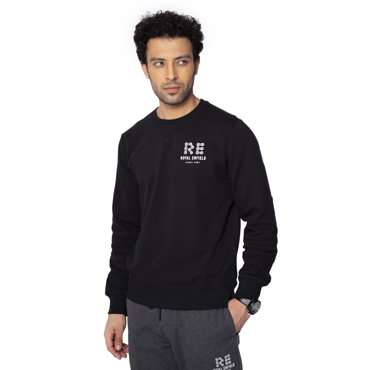 ROYAL ENFIELD Chain Link Sweatshirt Black (S) 38 cm