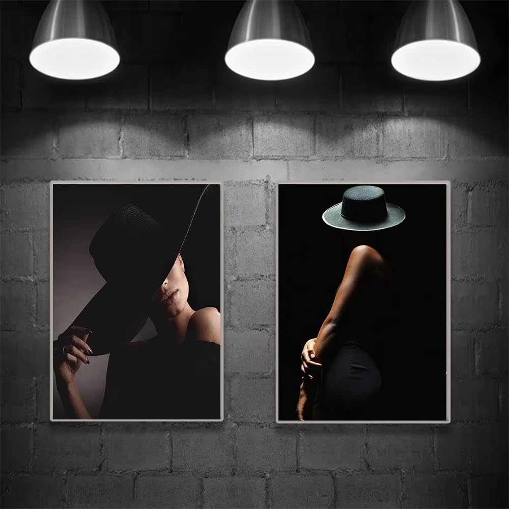 IHHGNB Elegant Black Decorative Canvas Wall Art Print, Minimalist Art, Modern Home Decor Paintings Wall Pictures Artwork(80x110cm(31x43in) x2/No frame)