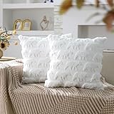 SmoothNovelty 2 Pcs Polar Bear Throw Pillow Covers 18x18 Inch White Bear Pillow Covers with 3D Embroidery Bear Decor Pillowcases for Couch Bed Sofa Living Room Home Decor