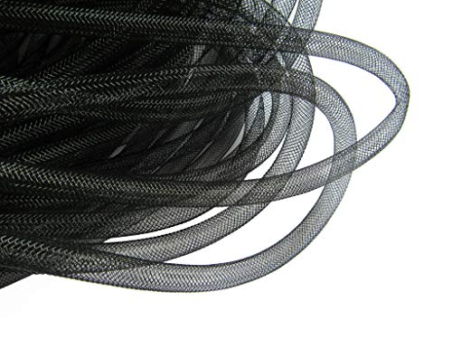 YYCRAFT 25 Yards Solid Mesh Tube Deco Flex for Wreaths Cyberlox CRIN Crafts 8mm 3/8 Inch(NO FOIL)-Black