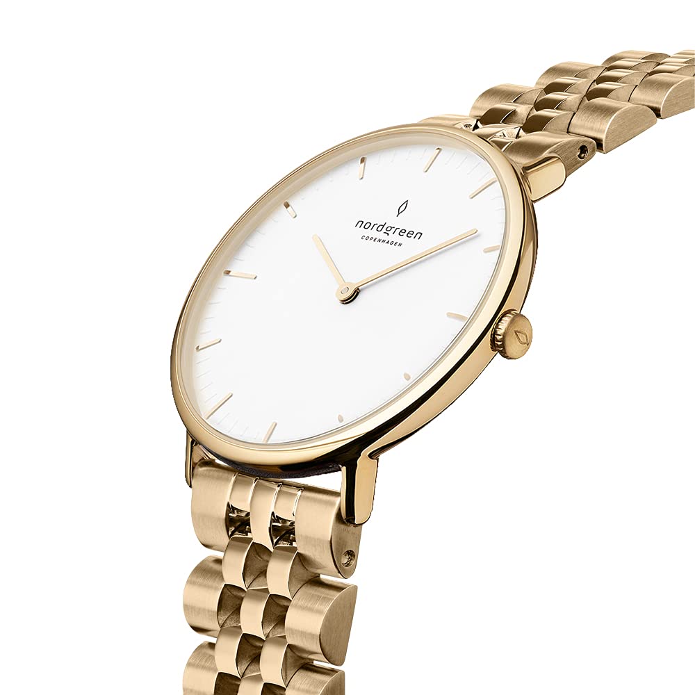 Nordgreen orologio di design scandinavo - analogico al quarzo, argento/oro, cinturini in pelle/rete intercambiabili, elegante, unisex, resistente all'acqua, moderno, modello Native