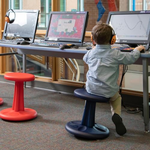 Image of Kore Preschool Wobble Stool, Flexible Seating, Ages 4-5, 12in, Black | Wiggle chair for classroom and home boosts focus, improves posture, and provides an energy outlet; anti-tip base; Made in USA