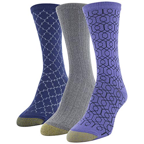 Gold Toe Women's Crew Socks, Blue, Grey, Shoe Size: 6-9