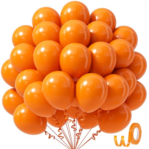Image of Orange Balloons 12 inch, Orange Latex 50pcs Party Balloons | Graduation, Fall, Birthday Party Decorations