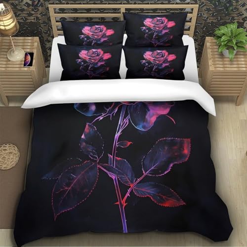 Housse de couette rose néon 135x200 en microfibre avec zip durable - 5