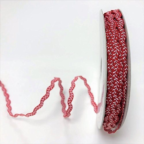 Bertie's Bows, rojo y blanco, 6 mm, Ric Rac en 3 m de longitud (N.B. es un corte de un rollo, presentado en una tarjeta de cinta)