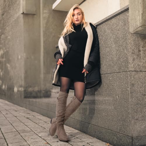 Image of DREAM PAIRS Women's Over The Knee Flats Slouch Thigh Boots | Comfortable Casual Flat Knee High Boots for Daily Walking Vacation