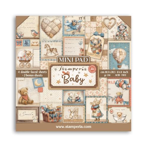 Stamperia - Mini Pad for Scrapbooks, Albums, Cards, Bullet Journals and More, Acid Free, Double-Sided, Perfect for Hobbies, Crafts, and Gifting (6 Sheets)...