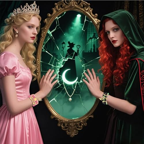 NLCAC Pink Green Witch Princess Friendship Matching Bracelets Crown Witch Hat Bracelets for Elphaba Glinda Fans Witch Merch Jewelry BFF Couples Accessories Gifts4