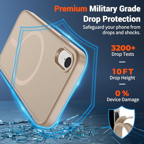 Image of SUPFINE Magnetic for iPhone XR Phone Case Desert Gold | With Screen Protector, Translucent Matte, Compatible with MagSafe, Military Grade Drop Proof, Rugged Shockproof Protective