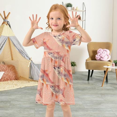 Girls Easter Dresses Short Sleeve Swing Casual Easter Outfit for Toddler Girls4