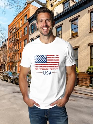 American Flag Shirts for Men USA 4th of July T-Shirt Memorial Day Patriotic Tee Tops4