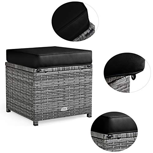 Tangkula 7 Pieces Patio Furniture Set, Outdoor Sectional Rattan Sofa Set With Cushions, All Weather Wicker Conversation Couch Set W/Dining Table & Ottomans For Backyard Garden Poolside (Black) #TOP6