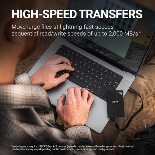 Image of PNY RP60 2TB Portable SSD - Up to 2000MB /s, USB-C, USB 3.2 Gen2x2 - Rugged, IP65 Rated, Water /Dust /Drop Resistant - For Photos, Videos, Gaming and more - External Solid-State Drive - PSD0CS3060-2TB-RB