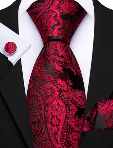 Image of Barry.Wang Men 6PCS Tie Silk Gift Necktie Clip Woven Tie Sets Party | Men Tie Classic Silk Gift Necktie With Tie Clip Jacquard Woven Neck Ties 6PCS Formal Wedding