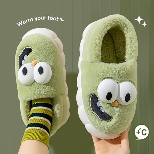 Tongue Slippers Couples, Winter Pluffy 3D Big Eye Dog Slip-On, Non-Slip, EVA Couple Shoes Tongue-out, Kissing Slippers Tongue for Women Men4