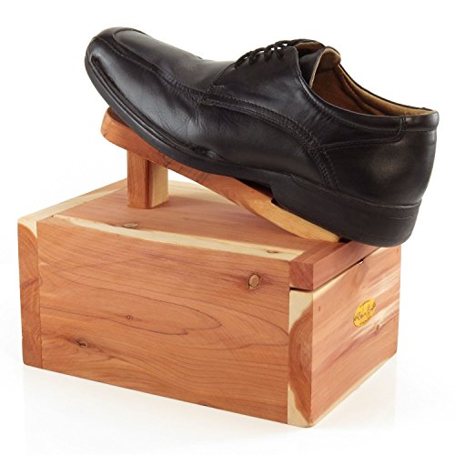 Hangerworld Natural Cedar Wood Shoe Shine Care Box with Foot Rest