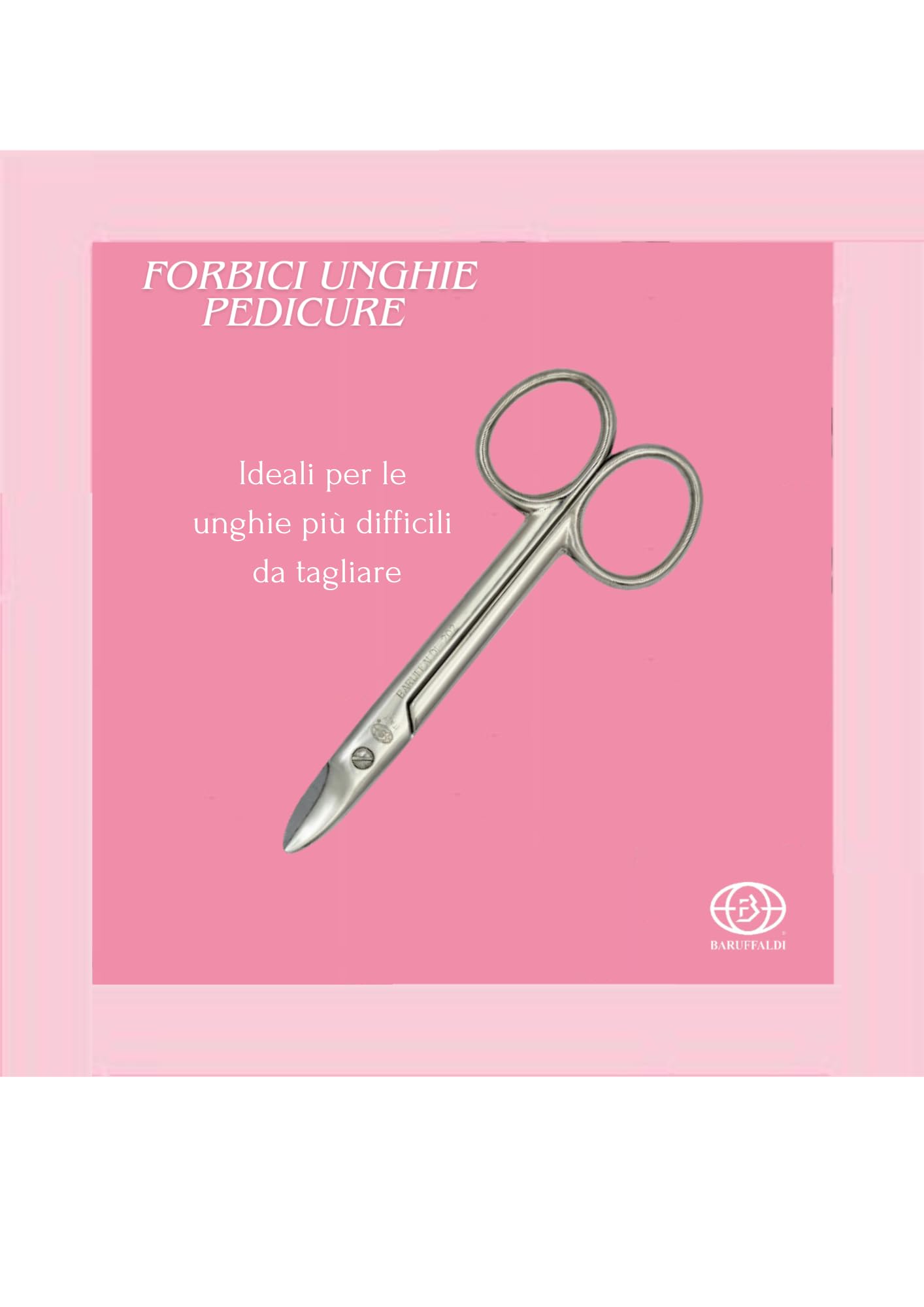 Baruffaldi 202 - Forbici per Unghie, in Acciaio - Pedicure - con Custodia Protettiva - forbicina per unghie piedi - forbici per unghie spesse - forbici robuste - Made in Italy