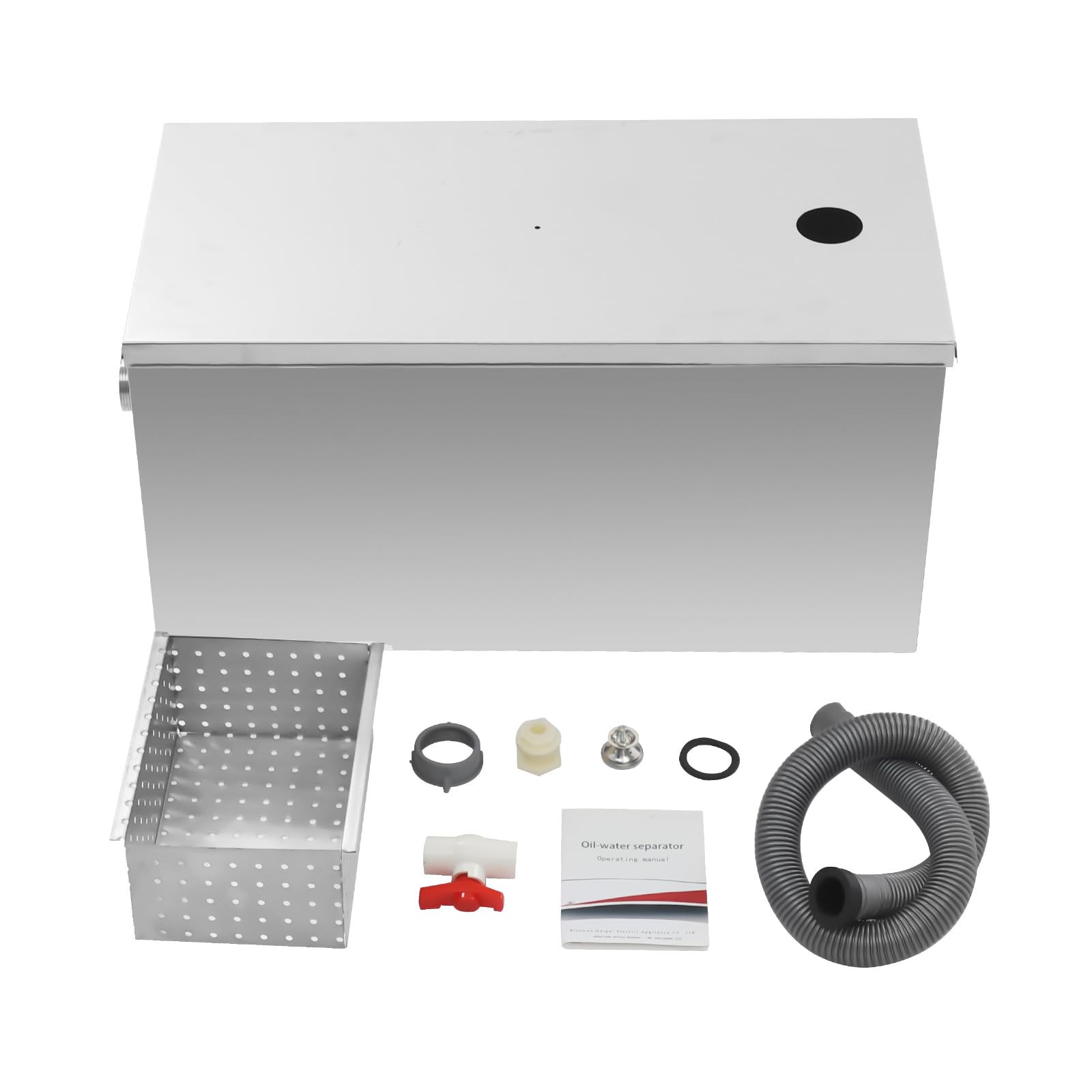 Commercial Grease Interceptor, 60 x 30 x 30 cm, trampa de acero inoxidable, separador de aceite y agua para restaurante, cafetería, Kanteen