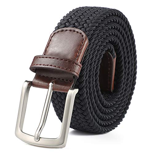 AnJuHoPa Cintura elastica unisex Cintura elastica per ragazzi Cintura casual con cintura intrecciata Girovita inferiore a 125 cm. Navy scuro con marrone