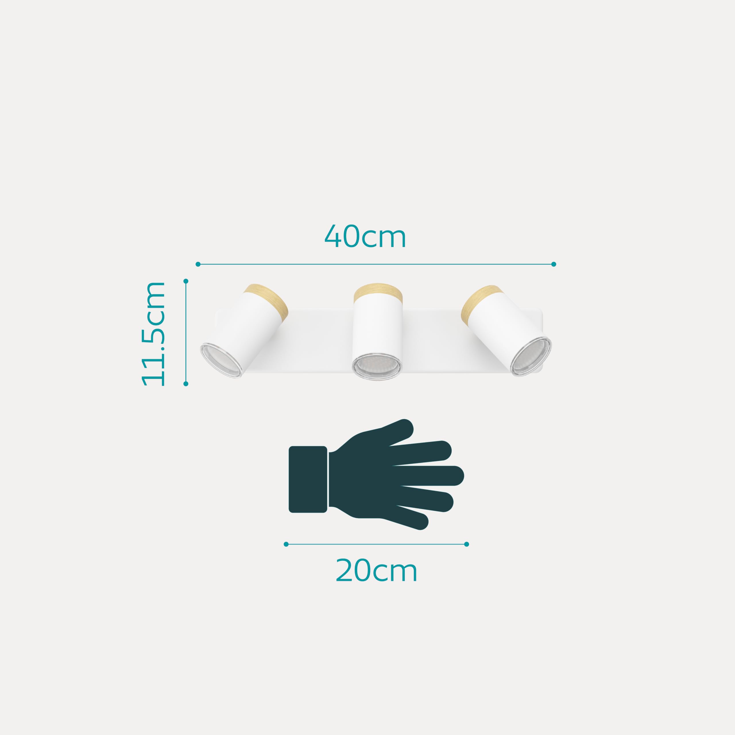EGLO Deckenlampe 3-flammig Consuma Deckenstrahler | für Wohnzimmer und Badezimmer, Deckenleuchte mit 3 Spots, Holz und Stahl in Weiß, GU10 Fassung, IP44