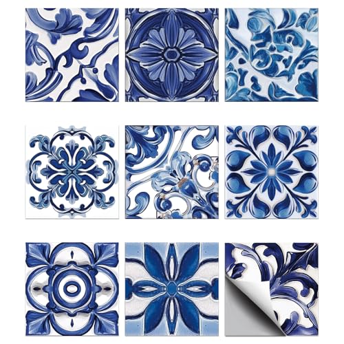 CHGCRAFT 36PCS Blue Relief Peel and Stick Tile Stickers Mosaic St...