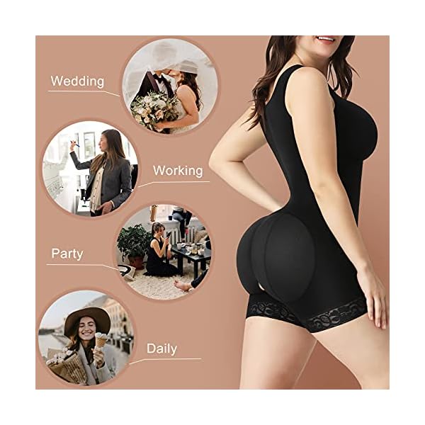 FeelinGirl-Shapewear-for-Tummy-Control-Body-Shaper-Seamless-Butt-Lifter-High-Waist-Plus-Size-Bodysuits FeelinGirl Shapewear for Tummy Control Faja Plus Size Butt Lifter Body Shaper Bodysuits for Women Black L