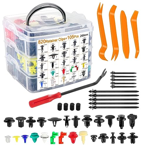 965 Stück Auto Befestigung Clips 26 Arten Befestigungclips, Türverkleidung Klammern Stoßstangen Zierleisten Plastikklips Set, mit Demontage Werkzeuge, Kabelbinder und Schwammig Kissen