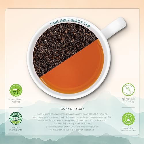 Image of Dabri Earl Grey Black Tea 16 Pyramid Dip Tea Bags|Premium Black Tea With Pure Natural Bergamot Extract|Refreshing and Hydrating|No Preservatives|Garden to Cup (16 Pyramid Bags)